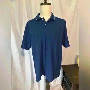 Men’s 2 Button Polo. Blue On Blue Stripe. Size XL. Collared. Short Sleeve